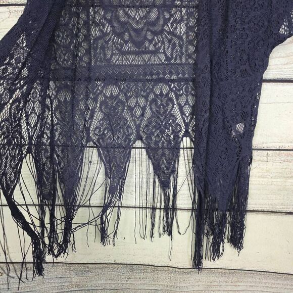 Maurices Navy Fringe Lace Kimono Cardigan S/M - Picture 2 of 6